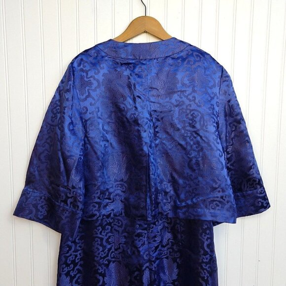 Long Tall Sally Blue Sheath Dress Swing Jacket Size 18 Tall Asian Inspired MOB - Picture 13 of 13